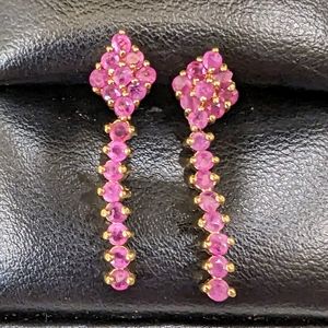Genuine Ruby 18k Gold Plated Earrings